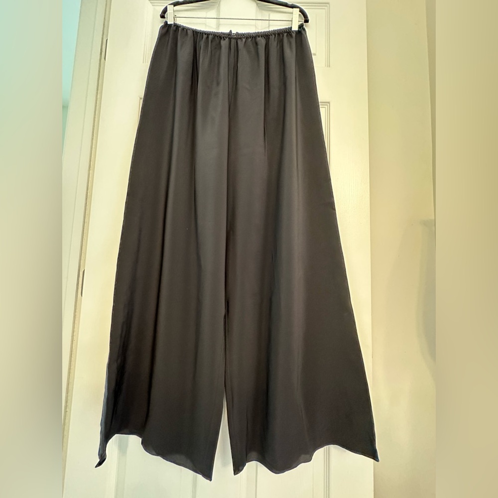 Rosamosario 100% Silk Crepe Palazzo Trousers Black Silk Palazzo Pajama Pant - Picture 3 of 14